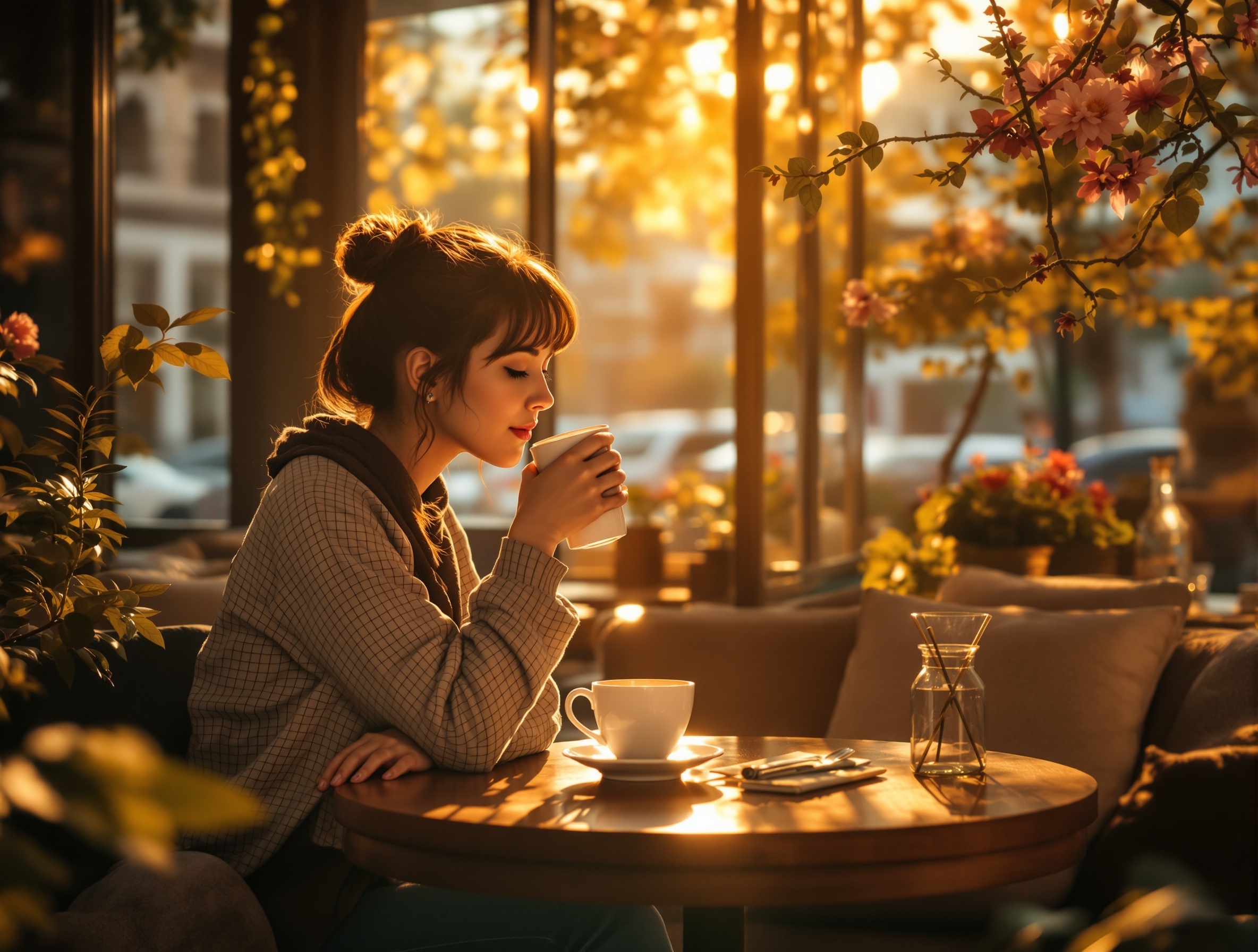 따뜻한 카페 장면